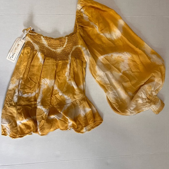 Jen’s Pirate Booty off the shoulder one shoulder top in Yellow - Picture 2 of 5